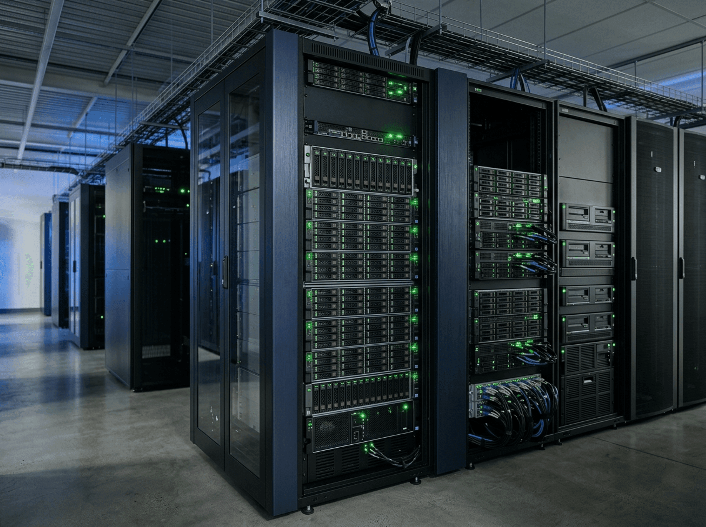 Enterprise server storage racks with resilient backup hardware